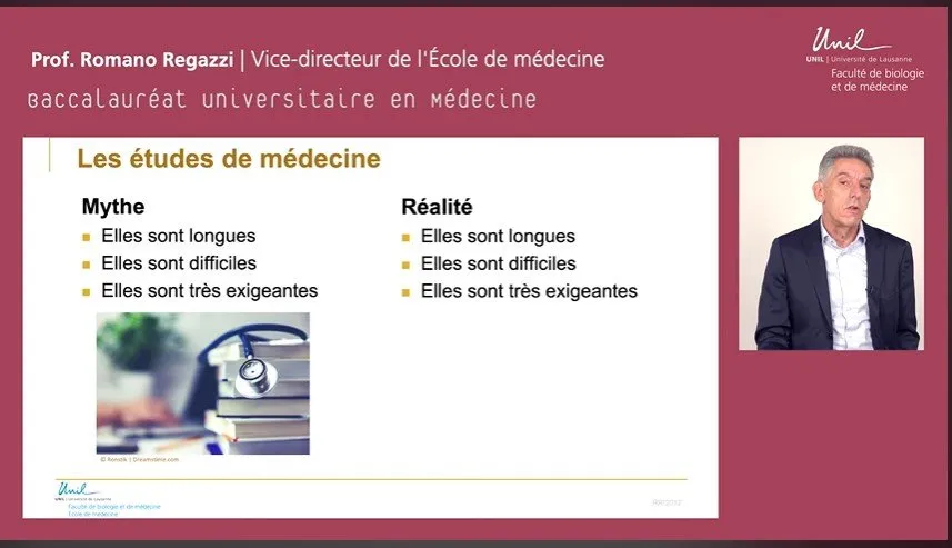 Journées Découverte UNIL 2021 – Présentation de la filière médecine (Source: https://www.youtube.com/watch?v=NYpm05uZaoY)