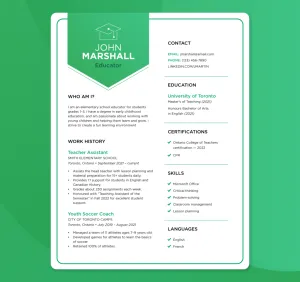 CV Canadien pour un emploi dans le domaine de l'éducation