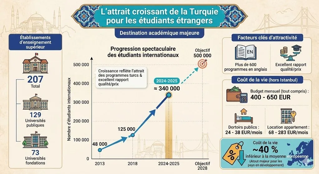 Attrait croissant de la Turquie pour les étudiants étrangers.